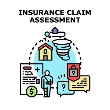 Insurance claim assessment process and protection concept Stock Illustration