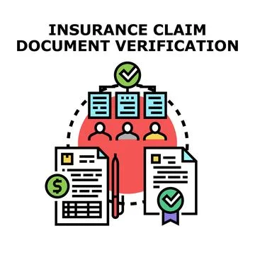 Insurance claim document verification process concept Stock Illustration