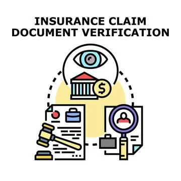 Insurance claim document verification process concept Stock Illustration