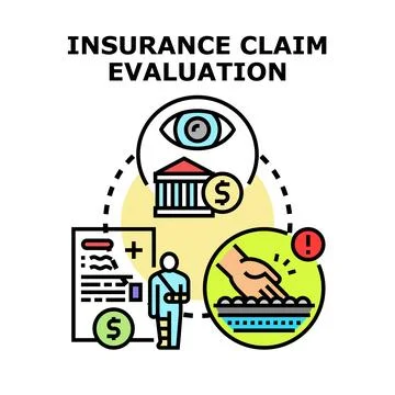 Insurance claim evaluation process for financial compensation Stockillustratie