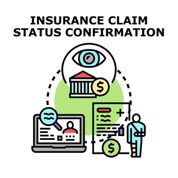 Insurance claim status confirmation process vector illustration Stock Illustration