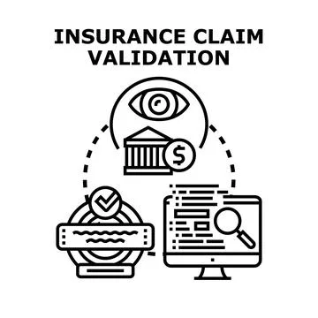 Insurance claim validation process performing verification and approval Stock Illustration