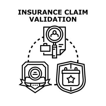 Insurance claim validation process performing verification and assessment Stock Illustration