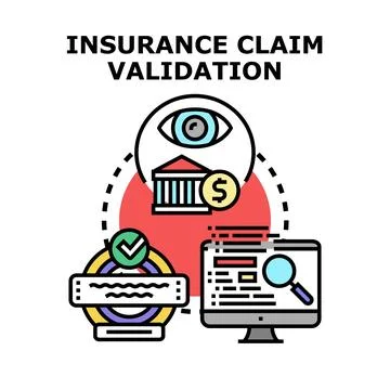 Insurance claim validation process performing verification and approval Stock Illustration