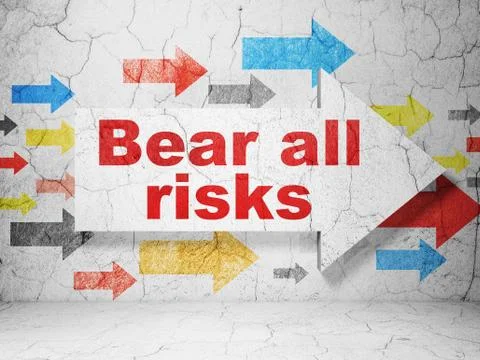Insurance concept: arrow with Bear All Risks on grunge wall background Ilustración de archivo