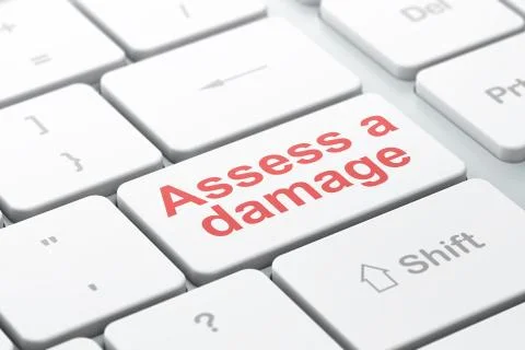Insurance concept: Assess A Damage on computer keyboard background Stock Illustration