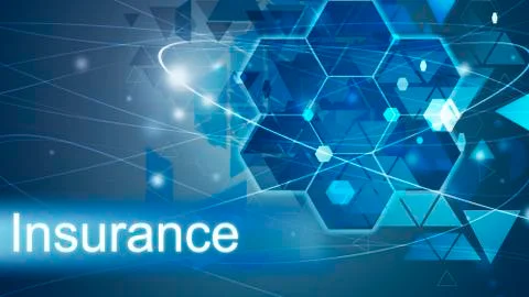 Insurance concept, Innovation Computer Data Technology, background blue 스톡 일러스트
