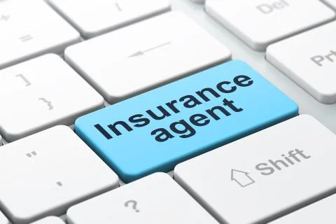 Insurance concept: Insurance Agent on computer keyboard background Stock Illustration