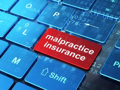Insurance concept: Malpractice Insurance on computer keyboard background Illustrazione stock