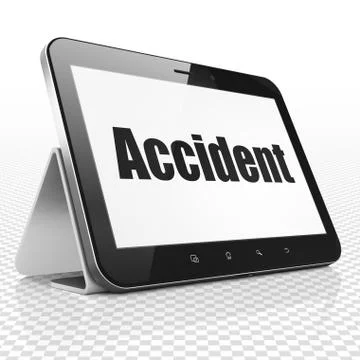 Insurance concept: Tablet Computer with Accident on display Ilustración de archivo