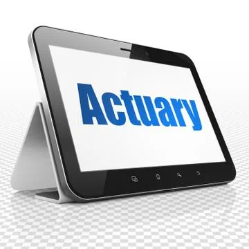 Insurance concept: Tablet Computer with Actuary on display Ilustración de archivo