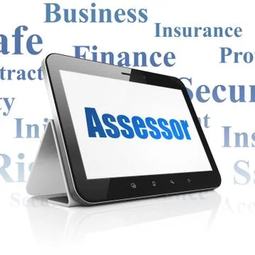 Insurance concept: Tablet Computer with Assessor on display Ilustración de archivo