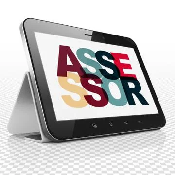 Insurance concept: Tablet Computer with Assessor on  display Ilustración de archivo