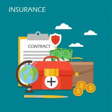 Insurance concept vector flat style design illustration Stock Illustration