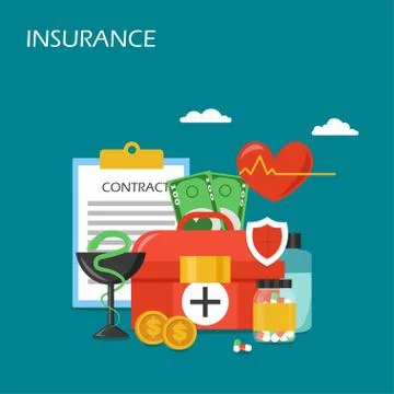 Insurance concept vector flat style design illustration Stock Illustration
