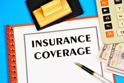 Insurance coverage. The text label in the document of the Treaty. Stock Photos
