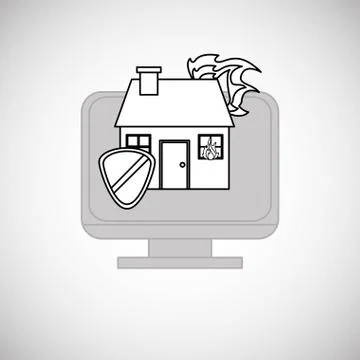 Insurance design. computer icon. Flat illustration, vector graph Stock Illustration