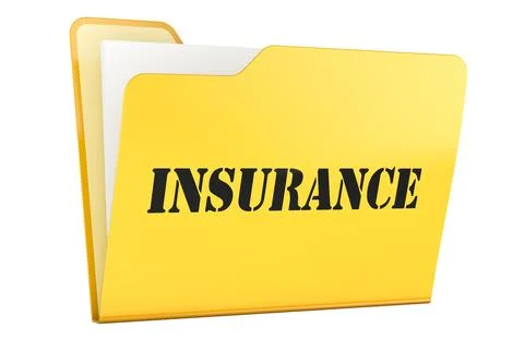 Insurance document folder with papers inside. 3D rendering Illustrazione stock