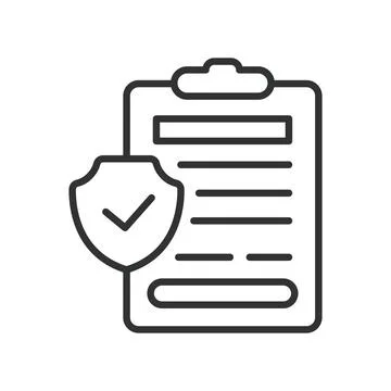 Insurance document icon in line design. insurance, document, policy, protection Stock-Illustration