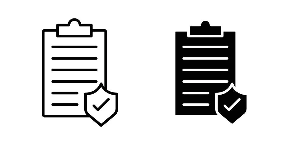 Insurance Document icon. Outline, flat icons 스톡 일러스트