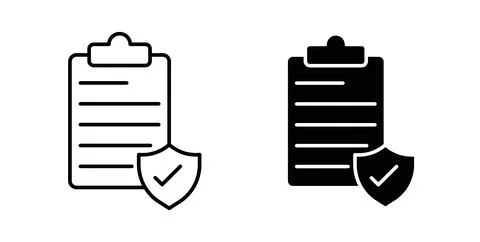 Insurance Document icon symbol. Vector illustration pack in black color. イラスト素材