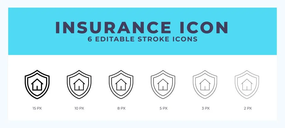 Insurance editable line icon. Vector illustration with different stroke. Stock Illustration