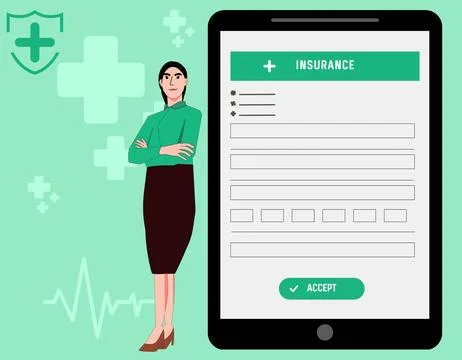 Insurance form in the tablet device Stock Illustration