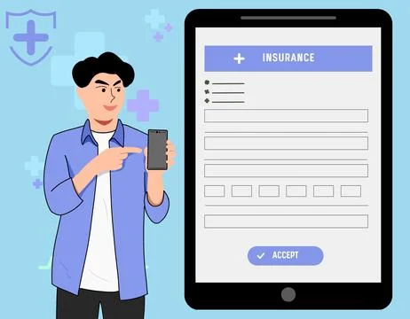 Insurance form in the tablet device Stock Illustration