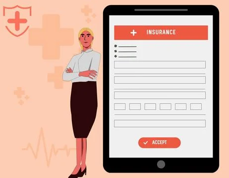 Insurance form in the tablet device Stock Illustration