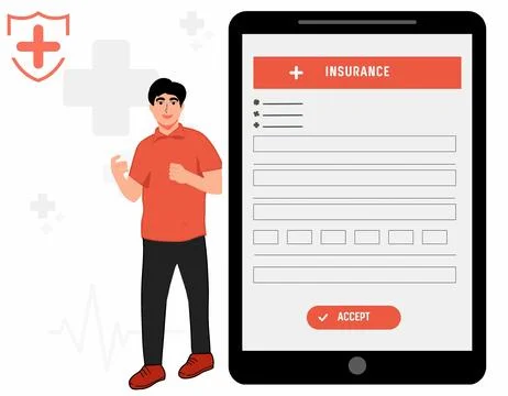 Insurance form in the tablet device Stock Illustration