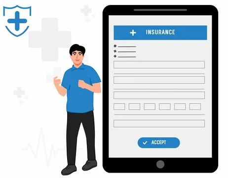Insurance form in the tablet device Stock Illustration