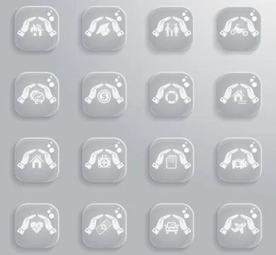 Insurance hand icon set Stock Illustration