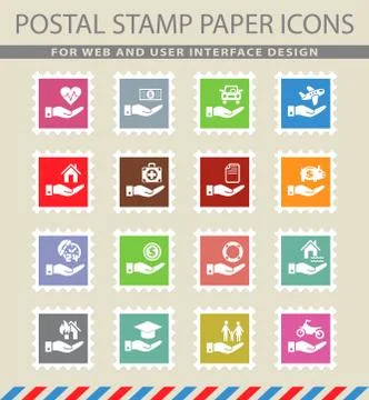 Insurance hand icon set 스톡 일러스트