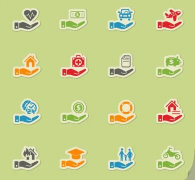 Insurance hand icon set Ilustração Stock