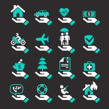 Insurance hand icons set. Vector Illustration. Stock Illustration
