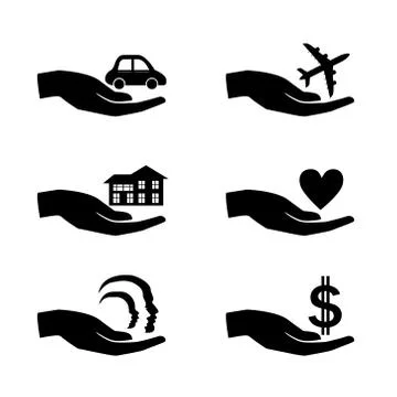 Insurance hand icons set. Vector Illustration. Stock Illustration