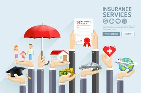 Insurance hands services. Vector Illustrations. Stock Illustration