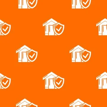 Insurance home pattern vector orange Stock Illustration
