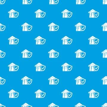 Insurance home pattern vector seamless blue Stock Illustration