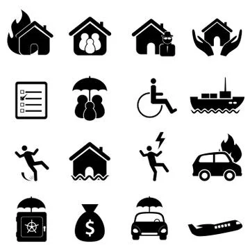 Insurance icon set Stock Illustration