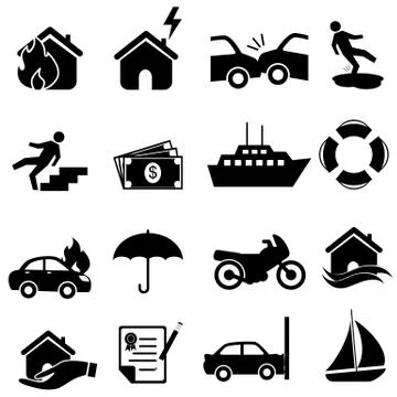 Insurance icon set Stock Illustration