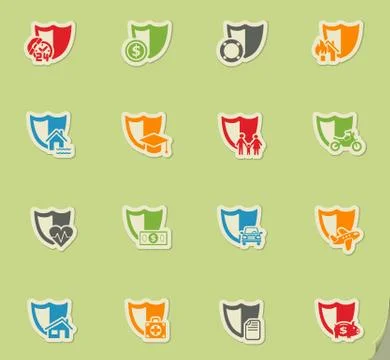 Insurance icon set Ilustração Stock