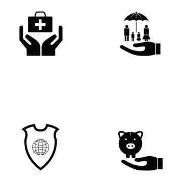 Insurance icon set Illustrazione stock