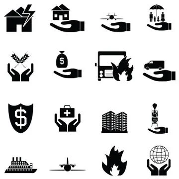 Insurance icon set Illustrazione stock