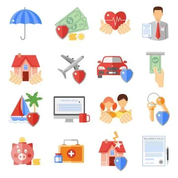 Insurance Icons Set Stock Illustration