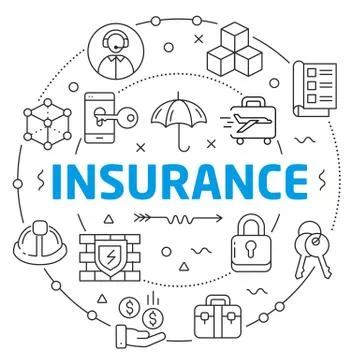 Insurance Linear illustration Illustrazione stock