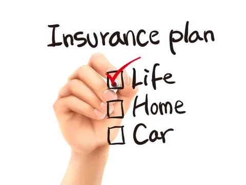 Insurance plan checklist checking by 3d hand イラスト素材
