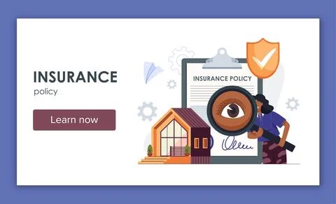 Insurance policy concept with house. Vector illustration Stock Illustration
