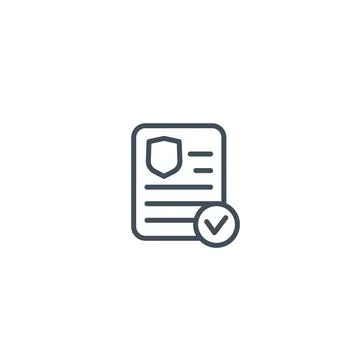 Insurance policy document icon in linear style on white Stock Illustration