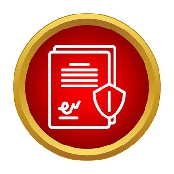 Insurance policy document with shield protection icon Stock Illustration